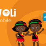 Sivoli Mobile promo with two dancing children and an eSIM chip on an orange background.