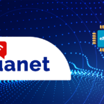 Brand banner with the Guanet logo, red Wi‑Fi icon, and eSIM chip on a blue dotted background.
