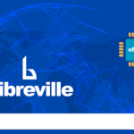 Blue banner with the Librevile logo on a networked world map and an eSIM chip icon labeled 'eSIM' on the right, conveying global connectivity.