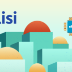 Plisi banner with geometric teal buildings and an eSIM chip icon on the right.