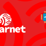 Red brand banner with the white Barnet logo and wordmark on the left and a blue eSIM chip on the right against a red abstract background.