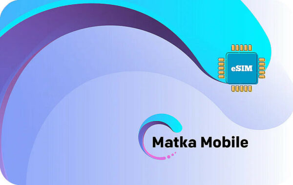 Matka Mobile brand image with a blue–purple wave design and an eSIM chip graphic labeled eSIM on the right side.