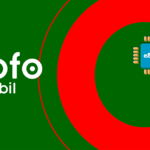 Fofo Mobil branding with a blue eSIM chip on a green background and red circular design.