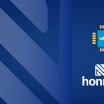 Brand banner with a blue gradient background, diagonal stripes, an eSIM icon, and the honnet logo.