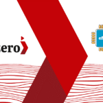 Jezero logo with a large red diagonal stripe and a blue eSIM chip on a white background.
