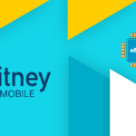 Jitney Mobile logo on a blue-teal gradient with yellow accents and a blue eSIM chip illustration.