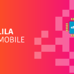 Promotional banner showing LILA MOBILE logo on the left with an eSIM chip graphic on the right against an orange-pink gradient background.