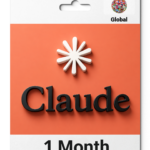 Orange tag design with a white starburst emblem and bold black 'Claude' text, followed by '1 Month' at the bottom.