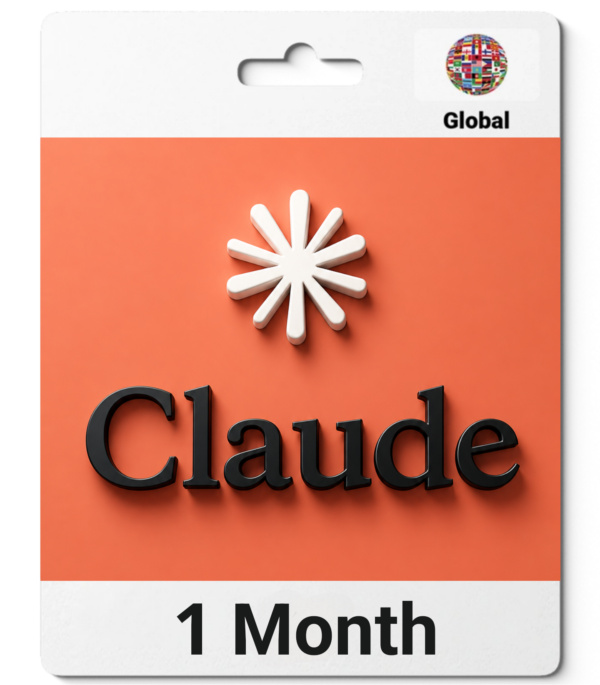 Orange tag design with a white starburst emblem and bold black 'Claude' text, followed by '1 Month' at the bottom.