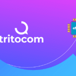 Branding image with the 'tritocom' logo on a purple gradient background and a teal eSIM chip pinned on the right.