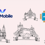 Uki Mobile logo with a pink background and London landmarks (St Paul’s, Tower Bridge, Big Ben) plus an eSIM chip.