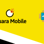 Brand banner showing Muara Mobile logo with bold text on a yellow background and an eSIM chip icon on the right.
