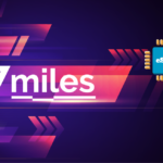 Abstract neon banner with the text '17 miles' and an eSIM chip icon on the right.