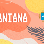 Brand illustration for LANTANA with a bold LANTANA wordmark and a blue eSIM chip on an orange-pink abstract background, right side