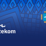 estekom logo on a blue patterned background with a blue eSIM chip on the right side of the image