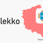 Lekko logo with a red fingerprint motif and a blue eSIM chip, Poland, Warsaw