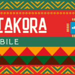 ATAKORA MOBILE branding banner featuring a blue eSIM chip on a red stripe with bold geometric patterns in green, yellow, and red.
