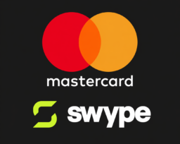 Mastercard and Swype logos on a dark background