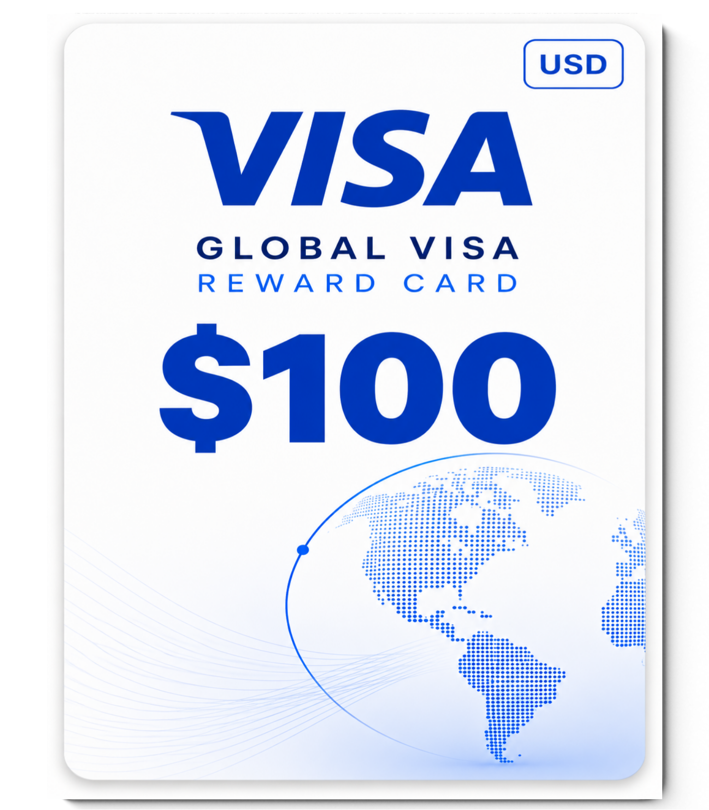 Picsart_26-10-01_08-31-59-920 - Epic Store Front view of a Visa Global Reward Card showing a $100 denomination, with a blue globe graphic on white background and a USD badge in the corner